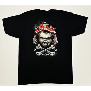 Neon Riot Hi I'm Chucky Black Graphic Print Mens Large Short Sleeve Shirt NWOT